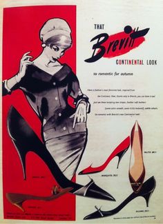 A 1960's ad by Andy Warhol of Brevitt Shoes showing the "Continental" appeal of Brevitt shoes.